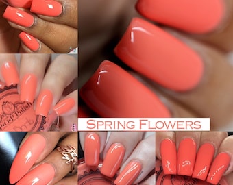 P.O.P Lente bloemen De Cream Spring Collectie Koraal Roze Meloen Oranje Pastel Nagellak Lak Lak Vernis Indie Water Marble Stamping