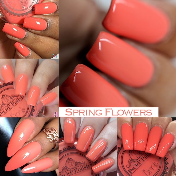P.O.P Spring Flowers the Cream Spring Collection Coral Pink Melon Orange  Pastel Nail Polish Lacquer Varnish Indie Water Marble Stamping -  Canada