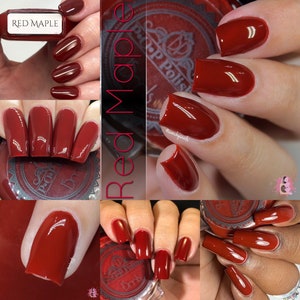 P.O.P Maple Red Fall Cream Collection Dark Maroon Red Pastel Nail Polish Lacquer Varnish Indie Water Marble Stamping