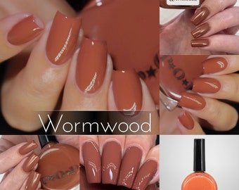 P.O.P Wormwood Halloween Fall Cream Collection Warm Milk Chocolate Brown Nail Polish Lacquer Varnish Indie Water Marble Stamping