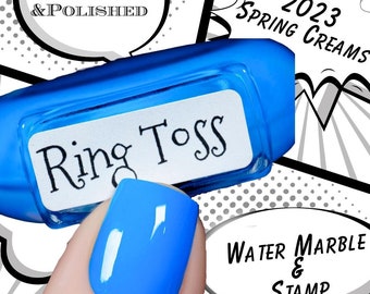 P.O.P Ring Toss Creme Collection Neon Blue Radioactive Nail Polish Lacquer Varnish Indie Water Marble Stamping