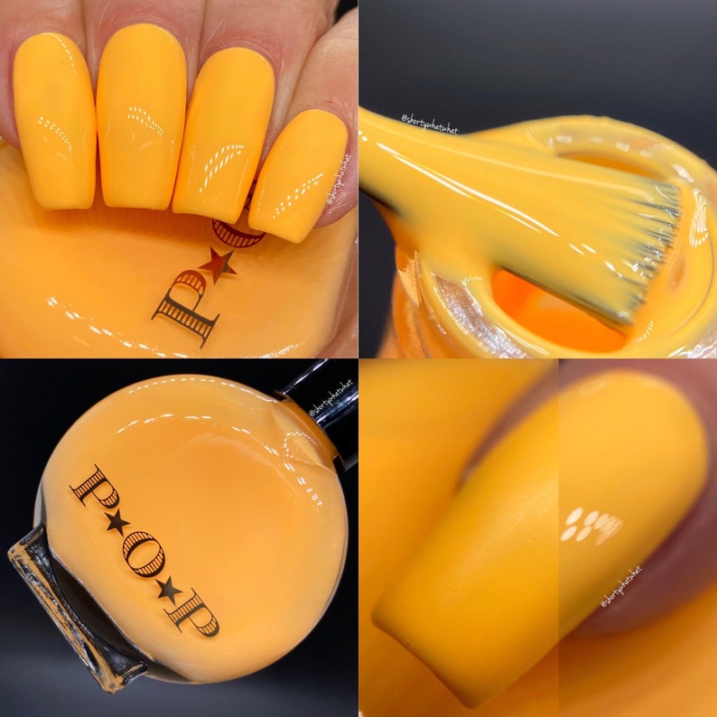 P.O.P Tangerine Scream The Creme Collection Neon Pastel Cream Orange Yellow Tan Nail Polish Lacquer Varnish Indie Water Marble Stamping image 3