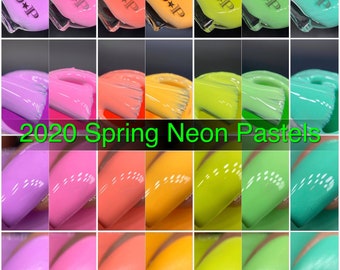 P.O.P 2020 Spring Neon Pastels Collection Neon Pastel Cream Pink Orange Purple Green Nail Polish Lacquer Varnish Indie Water Marble Stamping