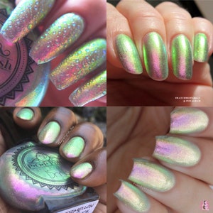 P•O•P Polish &quot;Watermelon BubbleSlick&quot; Oil Slick 360 Pastel Edition MultiChrome Pink Gold Green Nail Quick Dry Sifting DuoChrome Mirror