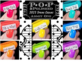 P.O.P 2023 Spring Full Set Creme Collection Neon Blue Lime Yellow Acid Radioactive Nail Polish Lacquer Varnish Indie Water Marble Stamping