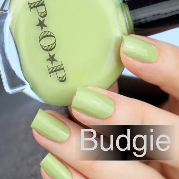 P.O.P Budgie Fall Cream Collection Chartreuse Green Yellow Pastel Lemon Lime Pastel Nail Polish Lacquer Varnish Indie Water Marble Stamping