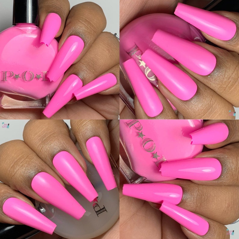 P.O.P Pink Flamingo The Creme Collection Neon Pastel Cream Pink Rose Nail Polish Lacquer Varnish Indie Water Marble Stamping image 6