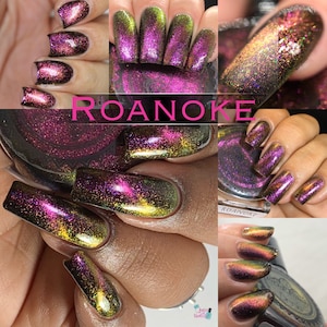 P•O•P Roanoke Unexplained Magnetic Quad Collection Pink Gold Green Blue Purple Black MultiChrome Nail Polish Sifting DuoChrome Mirror