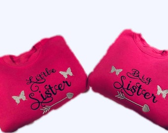 Big Sister/Brother, Little Sister/Brother Baby/Kid Name Sweatshirt,Blouse,Outfit,Top,Sweater PERSONALISED Lil sis big bro Boy Girl Gift!