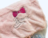 Luxury Personalised Baby Bow Blanket Pom Pom Soft Snuggle Embroidered Name Girl Boy Newborn Hospital Going Home Christening Gift