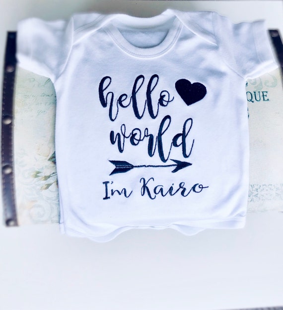 Hello World Personalised Baby Vest Bodysuit,Grow,Outfit Xmas Baby Girl Boy Gift