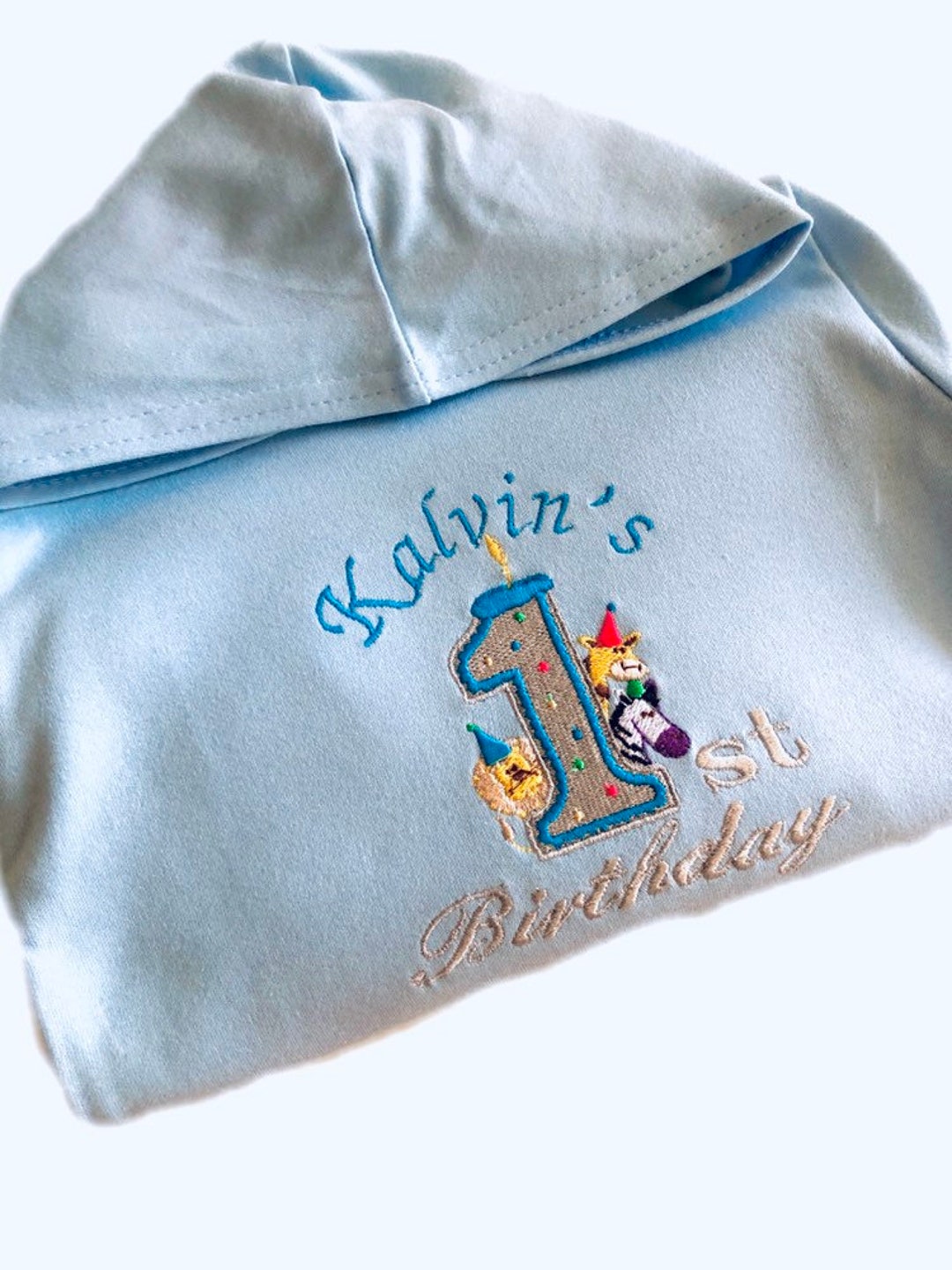 Personalized 1st Birthday Hoodie, Embroidered Animal Party Outfit - Etsy