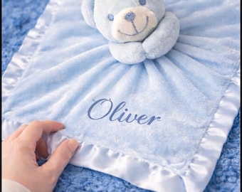 Personligt babyfilt | Broderad nallebjörns säkerhetsfilt