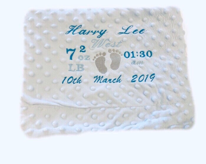 Personalised Luxury Baby Blanket - Embroidered Star Design For Newborn Boy Or Girl Gift