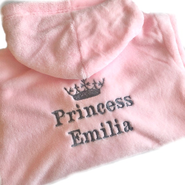 Personalised Baby Dressing Gown, Bath Robe Princess/Prince initials crown Party, Birthday, Christmas, Infant, Toddler Girl Boy Gift