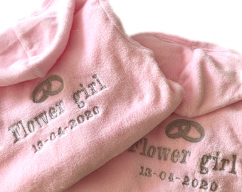 Personalised Baby Dressing Flower Girl/Boy Gown, Bath Robe Embroidered Name, initials  Party, Wedding, Christmas, Infant, Toddler Gift