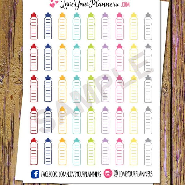 45 Daily Hydrate Planner Stickers Hydrate Stickers Water Tracker Stickers Water Bottle Stickers Functional Stickers Fitness Tracker Icon A93