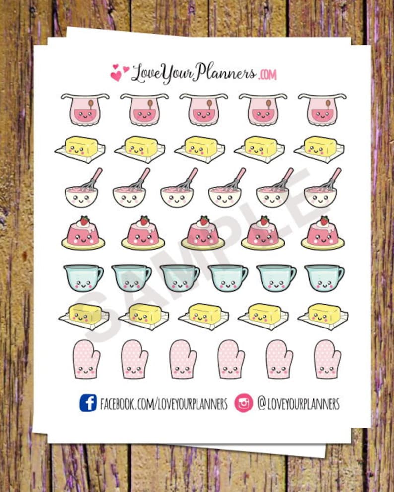 46 Kawaii Baking Planner Stickers Butter Stickers Functional Etsy