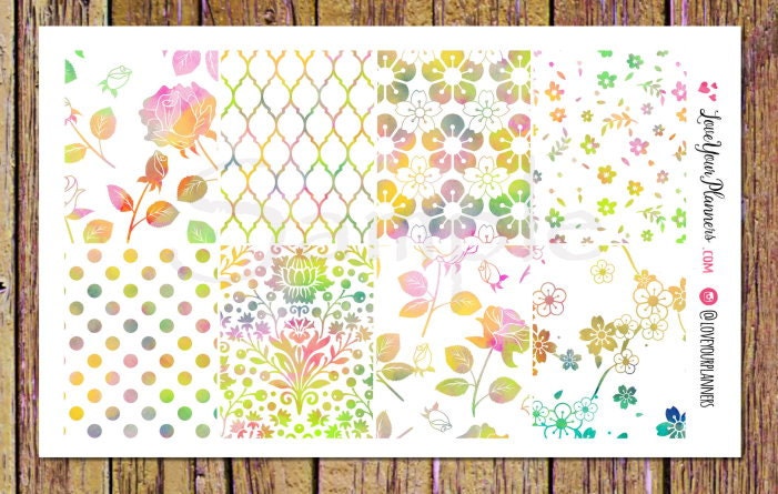 RAINBOW FLORAL Full Box Stickers Planner Stickers Floral Stickers ...