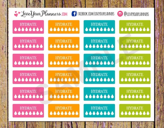 24 Daily Hydrate Planner Stickers Hydrate Stickers Water | Etsy
