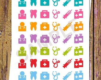 42 Assorted Doctor Planner Stickers Dentist Stickers Medical Appointments Stickers Functional Stickers Icon Stickers Doctor Stickers A14