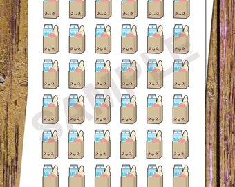 42 Adesivos Kawaii para Planejar Compras de Supermercado Adesivos de Supermercado Adesivos Funcionais para Planejar Adesivos Kawaii Adesivos de Comida Planejador Bonito S11