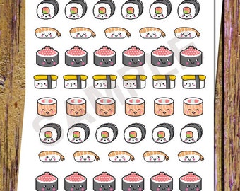 46 Kawaii Sushi Planner Stickers Sushi Stickers Planning Stickers Functional Stickers Japanese Food Sticker Kawaii Stickers Cute Planner S14