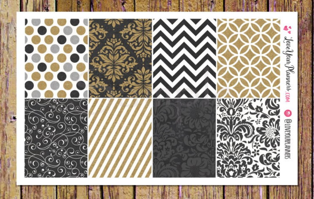 LEXI Elegant Black Gold Full Box Stickers Planner Stickers Full Box ...