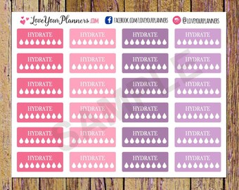 24 roze paars dagelijkse hydratatieplannerstickers hydratatiestickers watertrackerstickers watersticker functionele stickers verticale planner A71