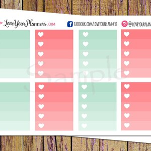 SWEET BLOOMS Pink Mint Ombre Checklist Planner Stickers Ombre Planner Stickers Functional Full Box Stickers Checklist Stickers Heart O120A