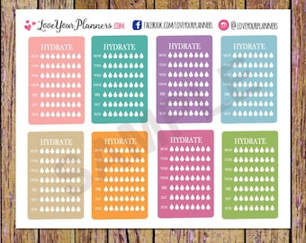 8 wekelijkse hydratatieplannerstickers hydratatiestickers watertrackerstickers waterstickers verticale planner fitnessstickers hydratatiebox A67