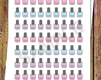 63 pegatinas kawaii para planificador de esmaltes de uñas, pegatinas de salón, pegatinas funcionales, pegatinas con iconos, pegatinas de planificación, pegatinas kawaii para planificador de salón S27