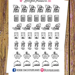 Budgetplanner meisje factuur betaling planner sticker karakter functionele planner stickers voor erin Condren planner kawaii stickers pictogram planner