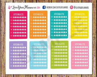 8 wekelijkse hydratatieplannerstickers hydratatiestickers watertrackerstickers waterstickers verticale planner fitnessstickers hydratatiebox A68