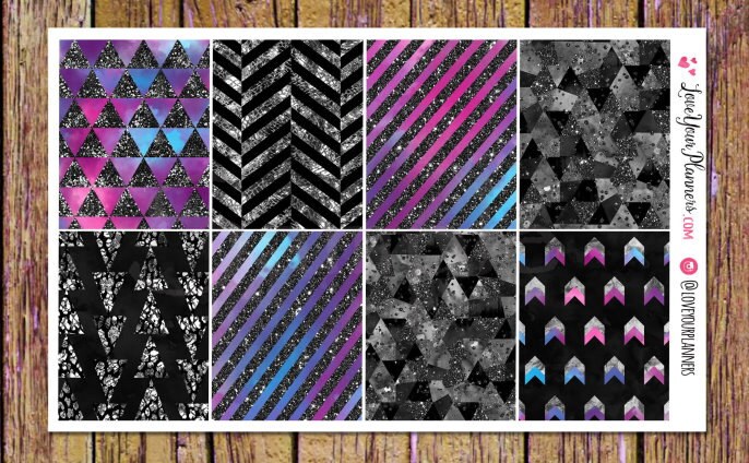 ZORA Purple Black Glitter Full Box Stickers Planner Stickers | Etsy