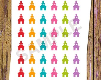 36 Kirchen Aufkleber Kirche Sticker Symbol Aufkleber Funktionale Aufkleber Planer Aufkleber Regenbogenfarben Symbol Aufkleber A112