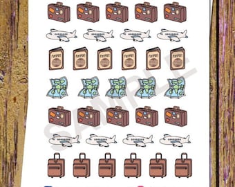 35 Travel Planner Stickers Plane Stickers Travel Stickers Suitcase Stickers Vacation Map Passport Stickers Flight Stickers Icon Stickers S21