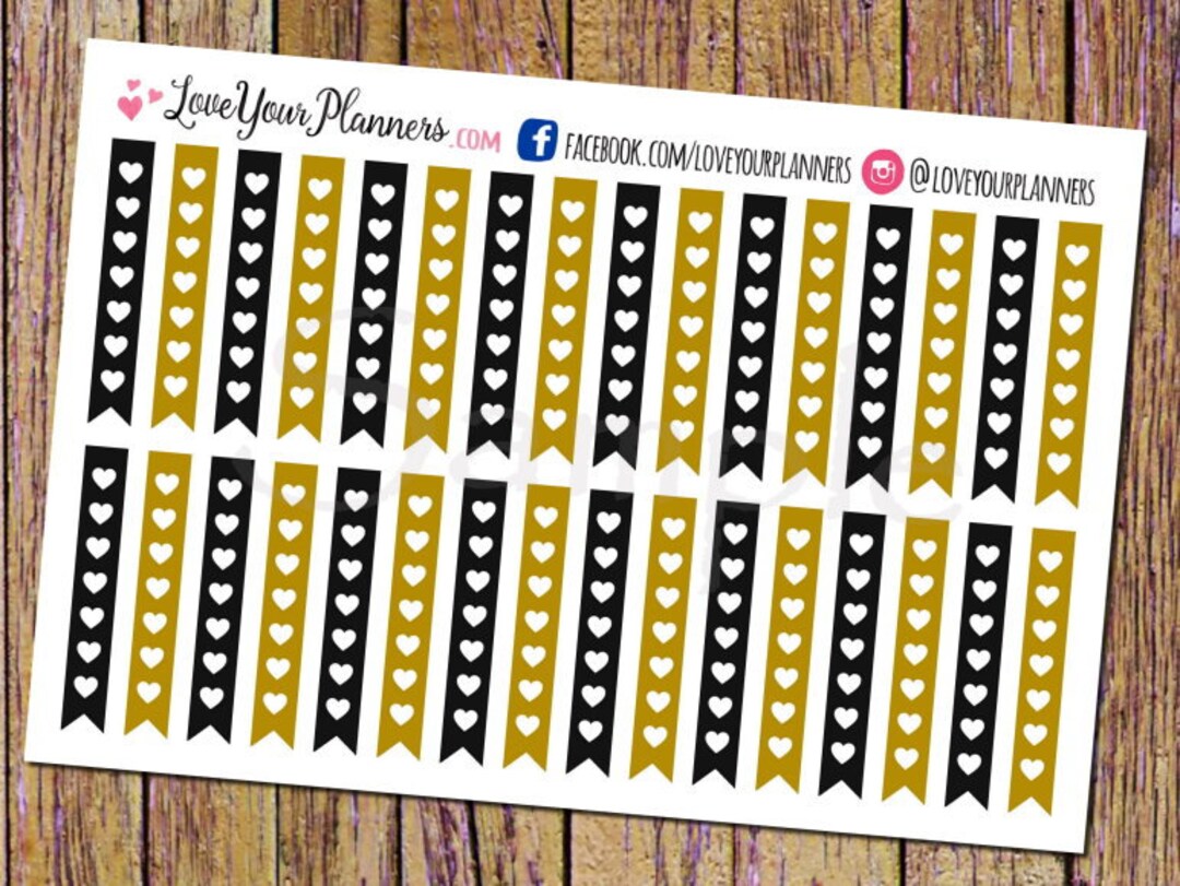 32 Black and Gold Heart Checklists Planner Stickers Checklist Stickers ...