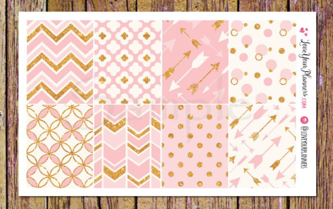 ERIN Sweet Pink Gold Glitter Full Box Stickers Planner Stickers Full ...