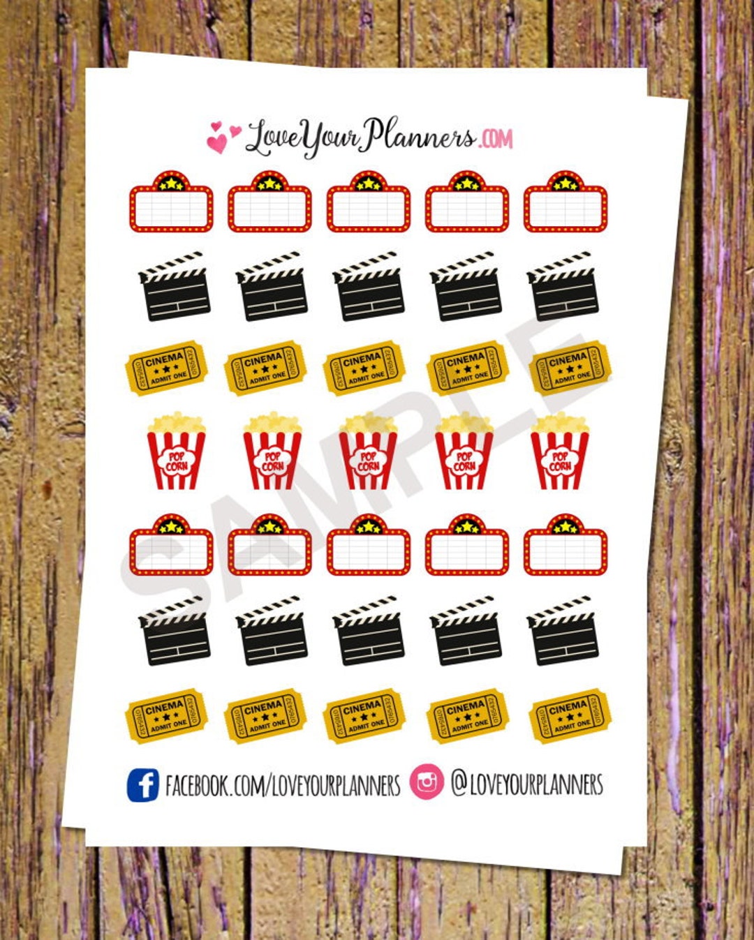 42 Movie Planner Stickers Movie Dates Movie Night Movie Stickers ...