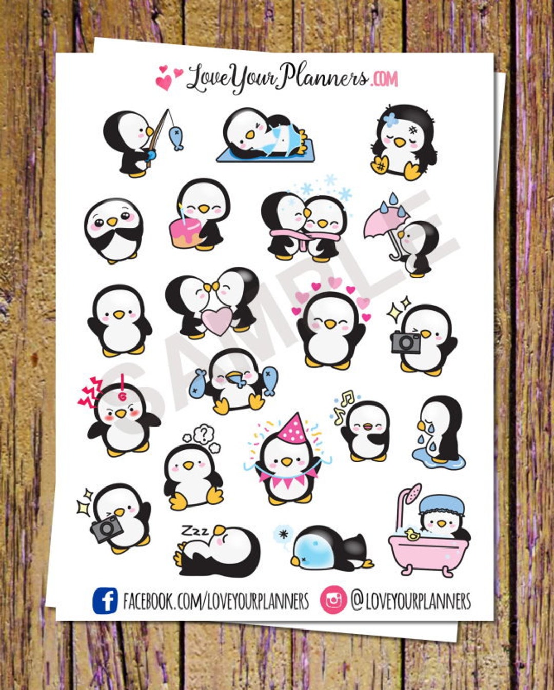 21 Kawaii Penguins Planner Stickers Cute Penguin Stickers Winter ...