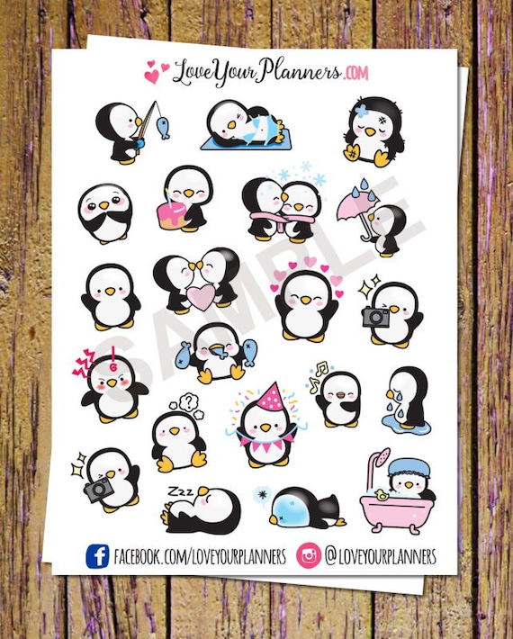 kids stickers, kawaii, kawaii stickers, penguin stickers, love