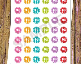 42 Meals Planner Stickers Utensil Dinner Stickers Functional Stickers Icon Planner Sticker Planning Stickers Meals Sticker Dining Sticker A8
