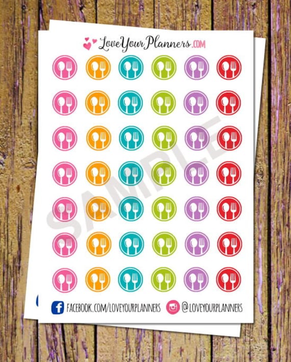 42 Meals Planner Stickers Utensil Dinner Stickers Functional Stickers Icon Planner Sticker Planning Stickers Meals Sticker Dining Sticker A8
