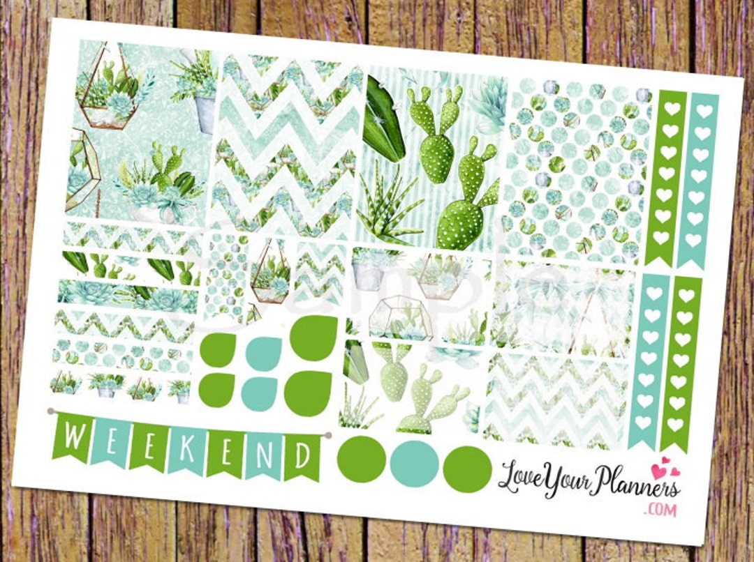 CACTUS SUCCULENTS Weekly Planner Stickers Weekly Stickers Vertical ...