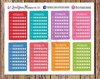 8 wekelijkse hydratatieplannerstickers hydratatiestickers watertrackerstickers waterstickers verticale planner fitnessstickers hydratatiebox A66