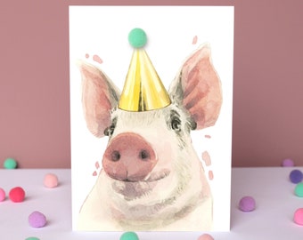Carte D Anniversaire Cochon Etsy Carte D Anniversaire Cochon Etsy