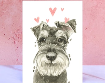 Schnauzer Licks & Kisses Card for Valentines, Anniversaries and from the Dog