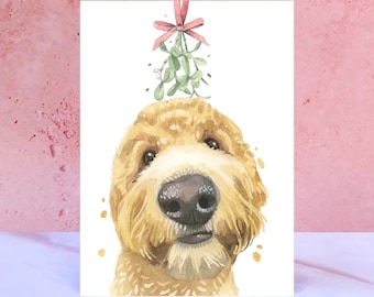 Cartes de Noël Golden Doodle, carte de voeux de Noël pour les fêtes de fin d'année