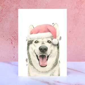 Carte de Noël pompon Husky sibérien